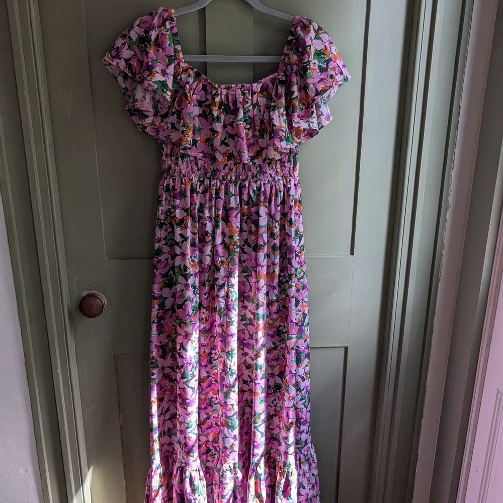 Lush Floral Maxi Dress - Pink and Green